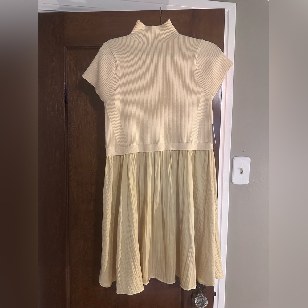 Anthropologie Thea Short Sleeve Twofer Mini Dress - Yellow